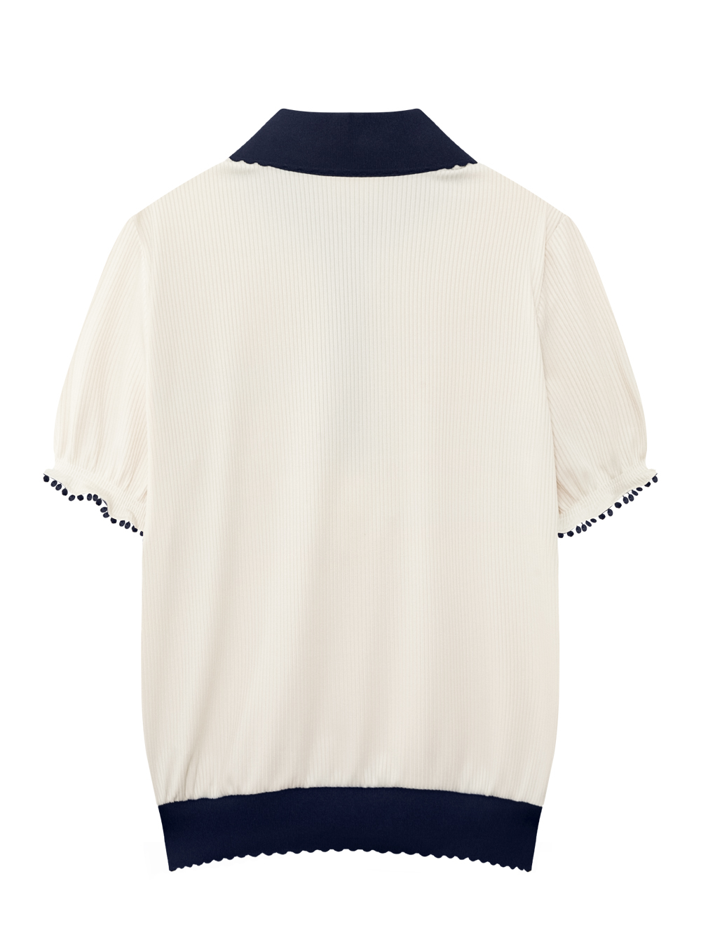 Áo golf nữ tay ngắn cổ bẻ viền xanh ngà — ảnh 2