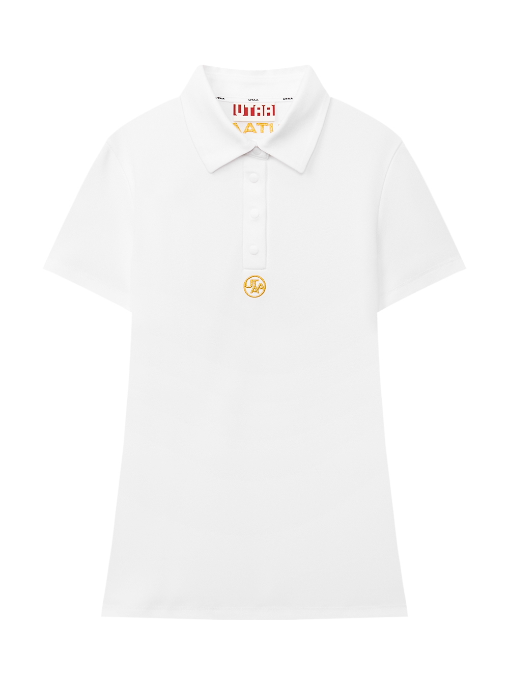 Áo golf nữ UTAA màu trắng cổ bẻ tay ngắn điểm nhấn logo vàng