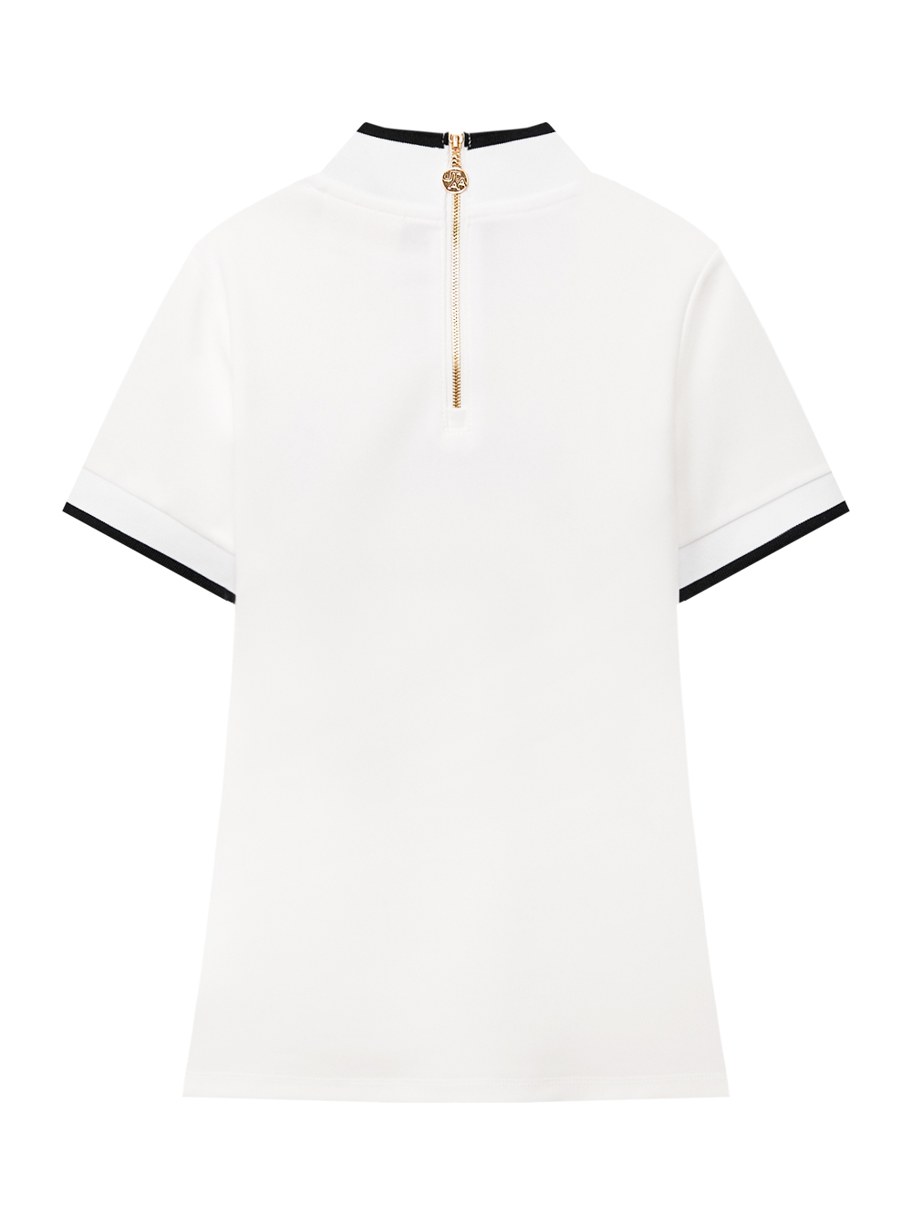 Áo golf nữ cổ lọ phối viền đen màu trắng — ảnh 2