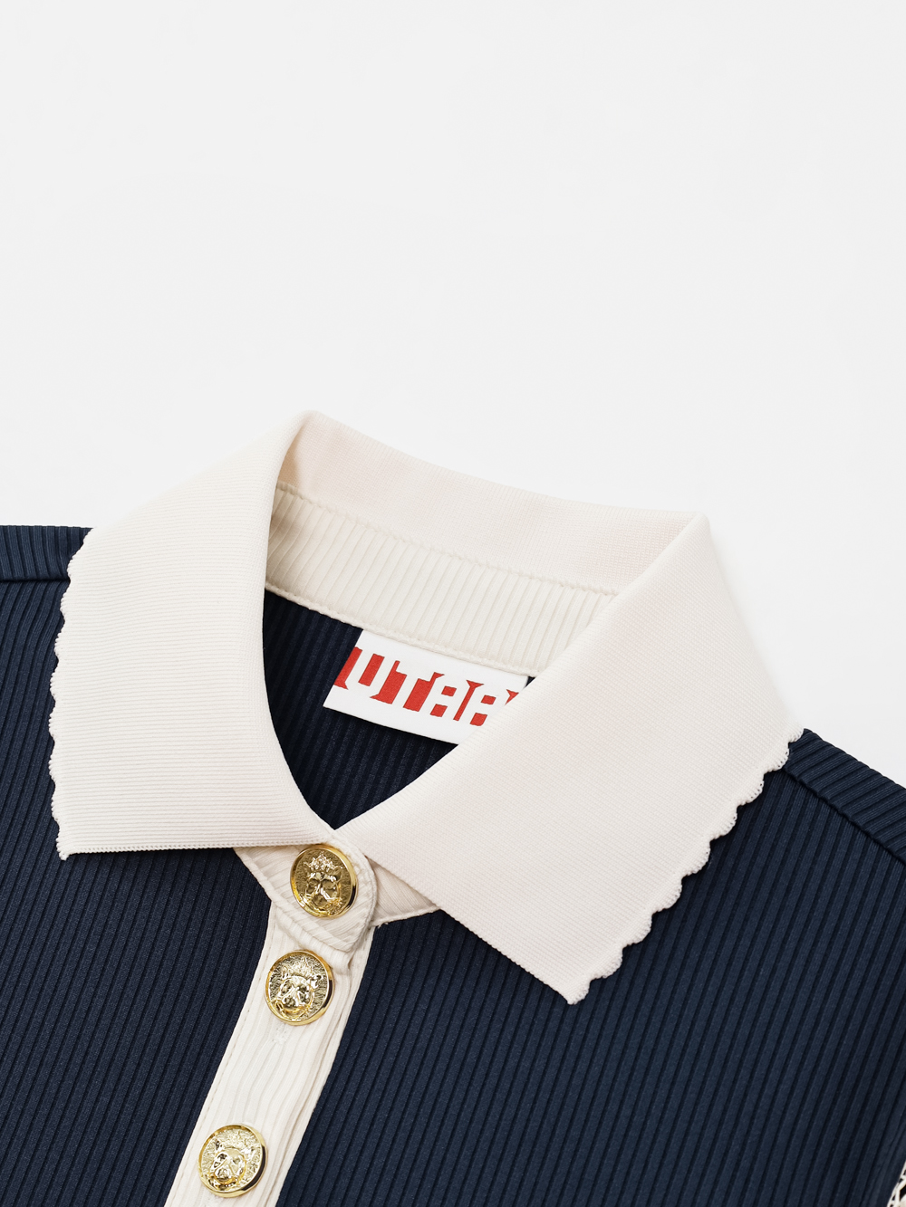 Áo golf nữ cổ bẻ không tay viền trắng xanh navy — ảnh 3