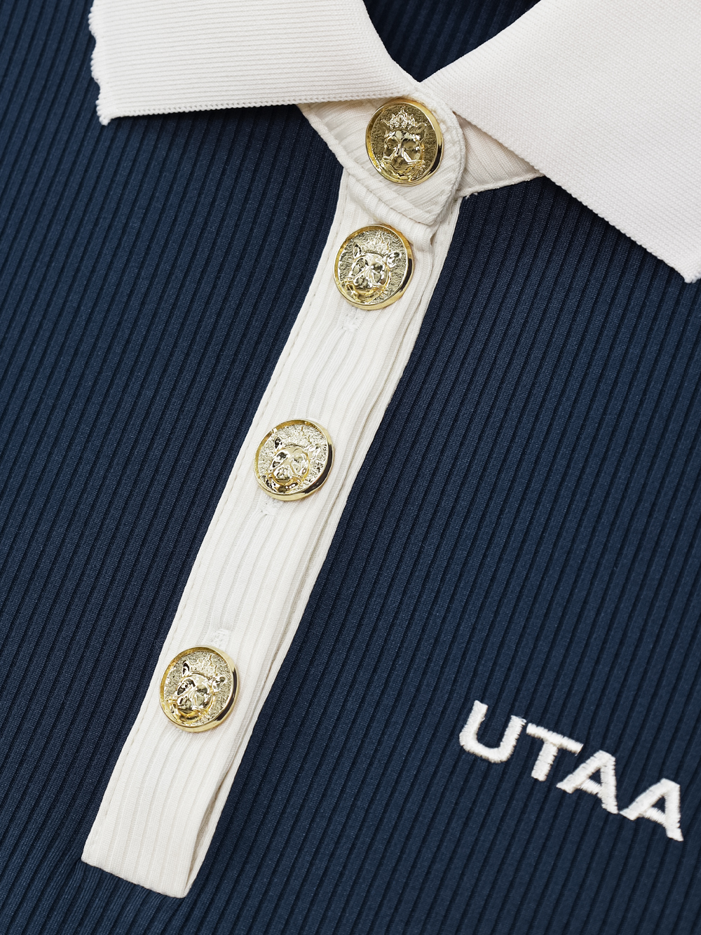 Áo golf nữ cổ bẻ không tay viền trắng xanh navy — ảnh 4
