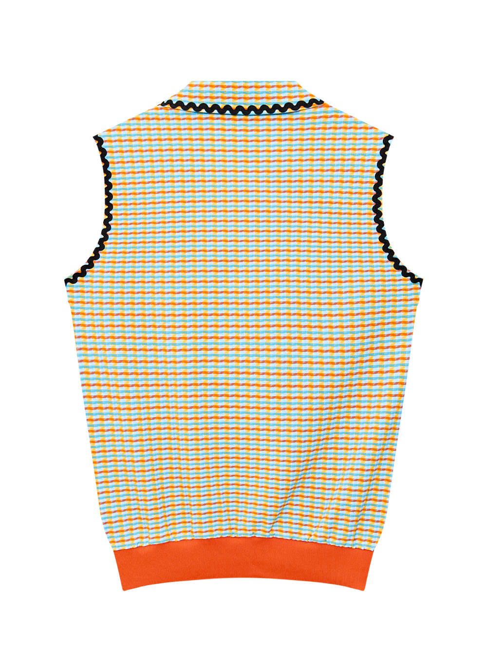 Áo golf nữ cổ bẻ không tay họa tiết kẻ cam — ảnh 2