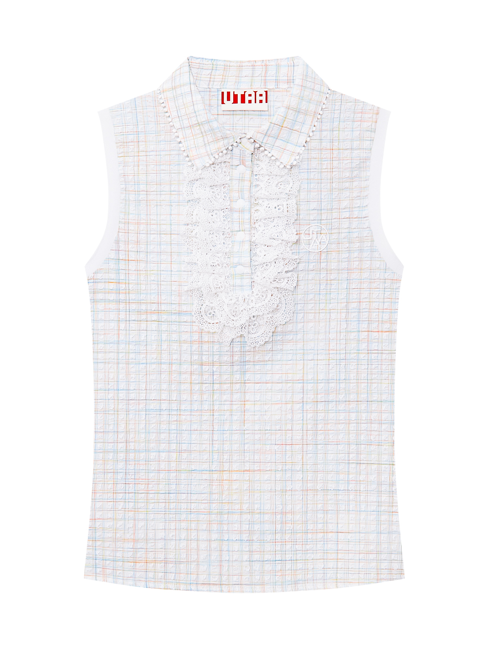 Áo golf nữ không tay cổ đức viền ren trắng — UTAA | Seoul Golf Fashion