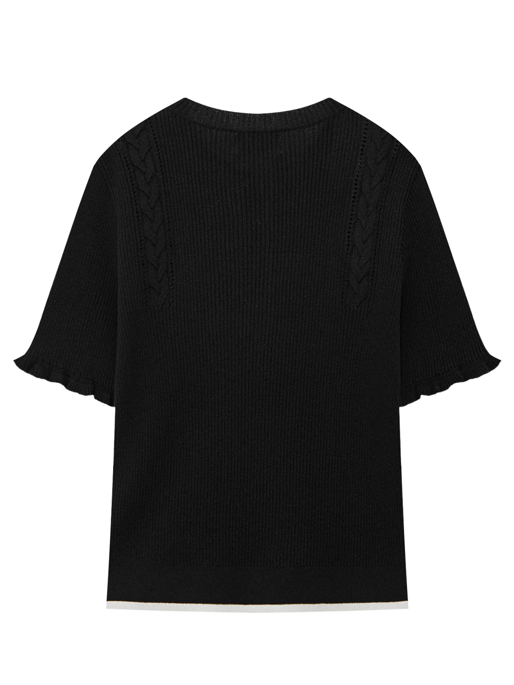 Áo knit golf nữ tay lỡ bèo đen — ảnh 2