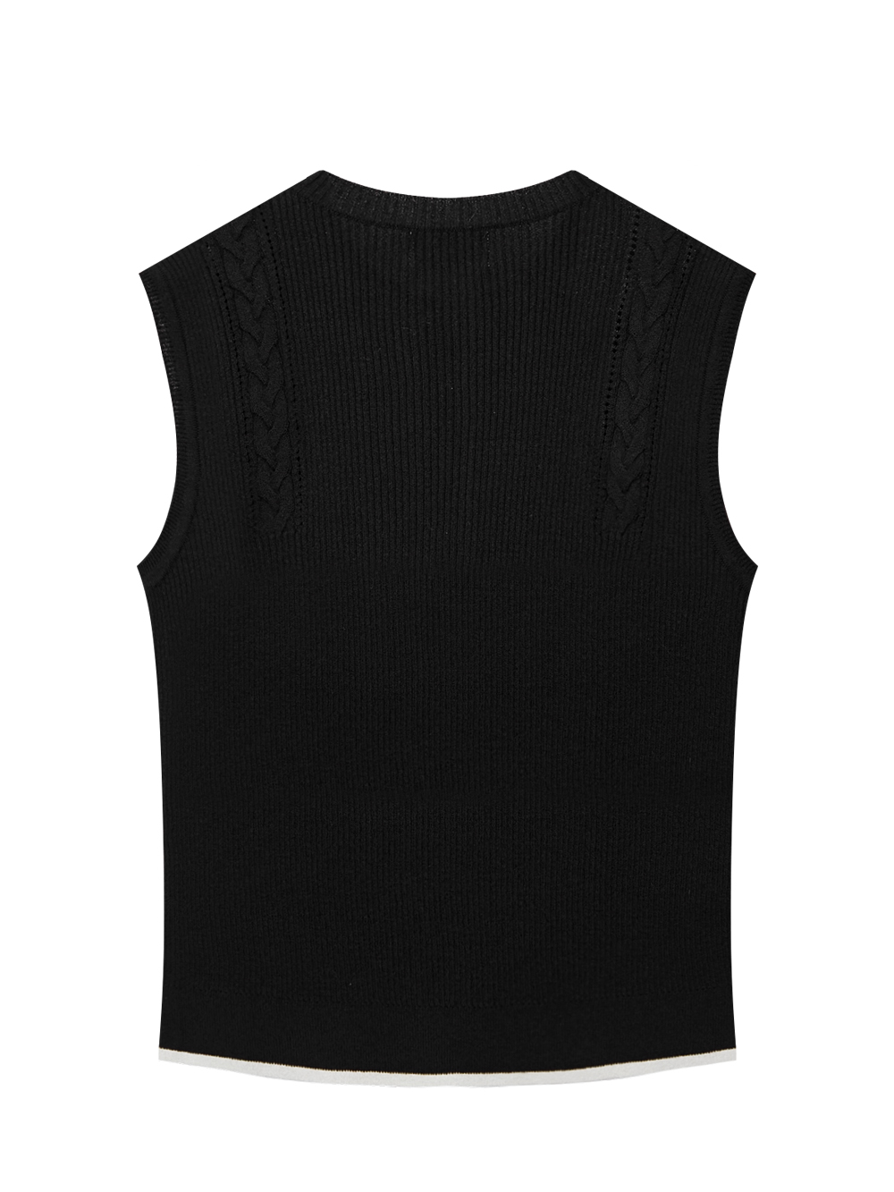 Áo knit golf nữ sát nách viền bèo đen — ảnh 2