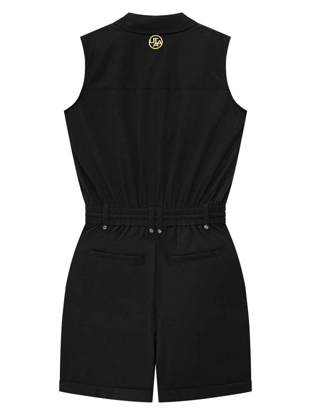 Jumpsuit golf nữ cổ bẻ không tay màu đen — ảnh 2