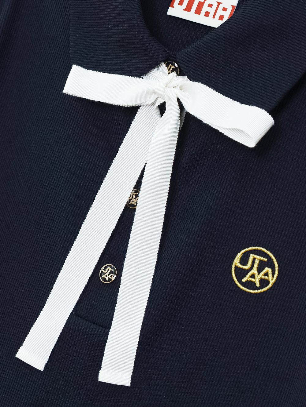 Áo golf nữ cổ bẻ tay phồng màu xanh navy — ảnh 4