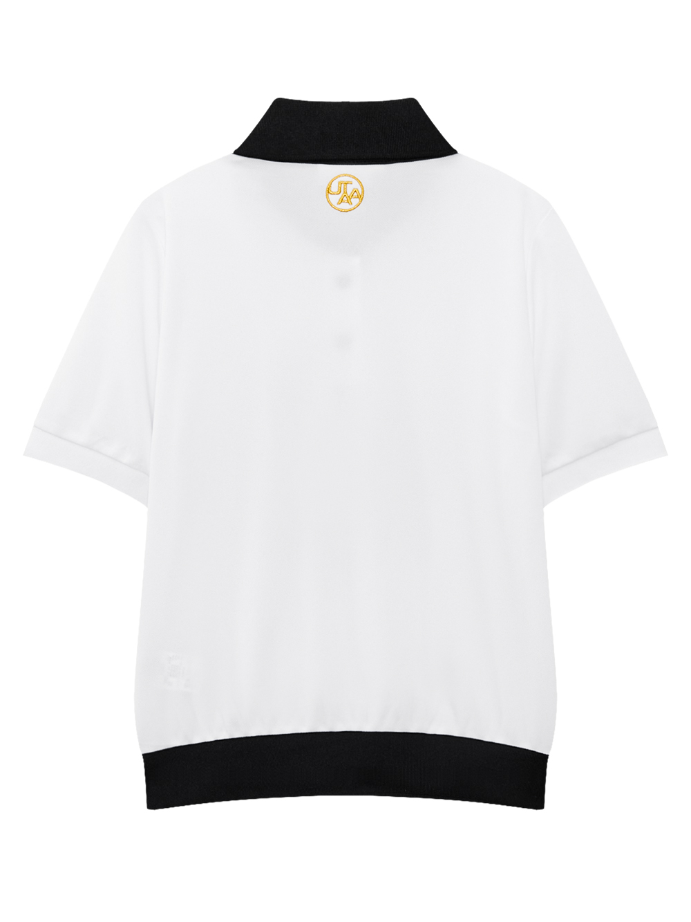 Áo golf nữ cổ polo phối viền đen họa tiết báo hoàng gia trắng — ảnh 2