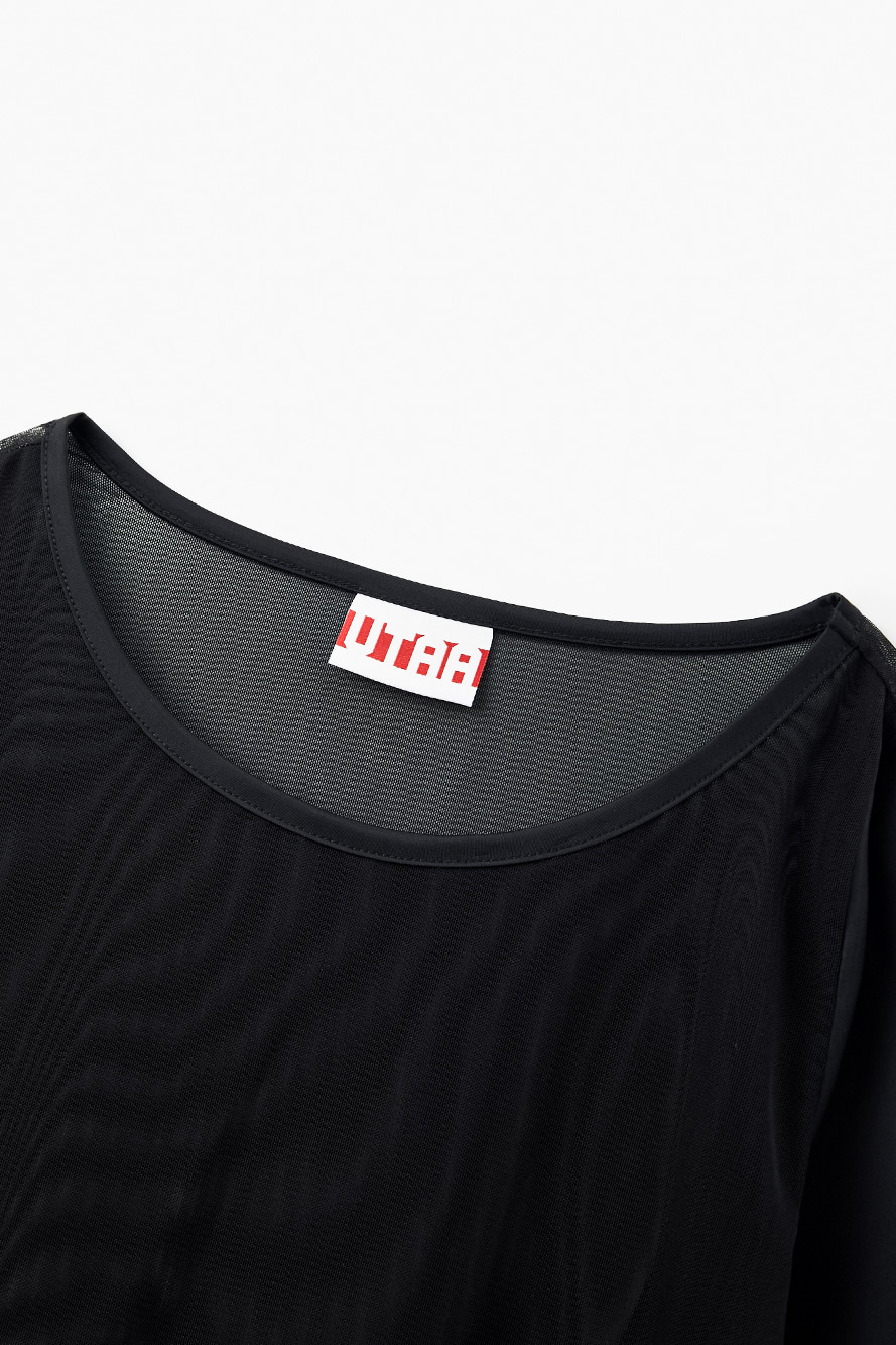 Áo golf nữ tay dài lưới croptop màu đen — ảnh 3