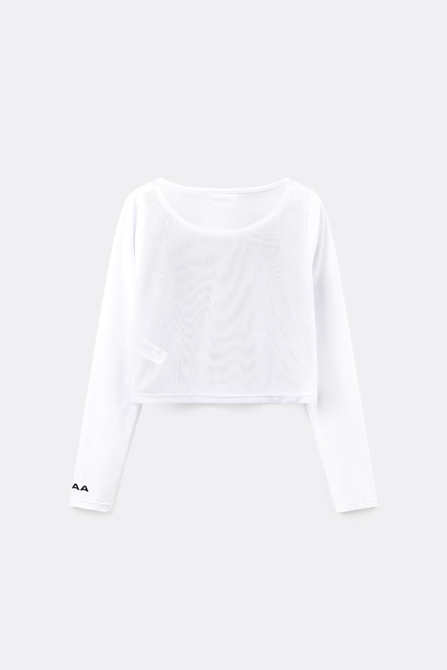 Áo golf nữ tay dài dáng croptop màu trắng — ảnh 2