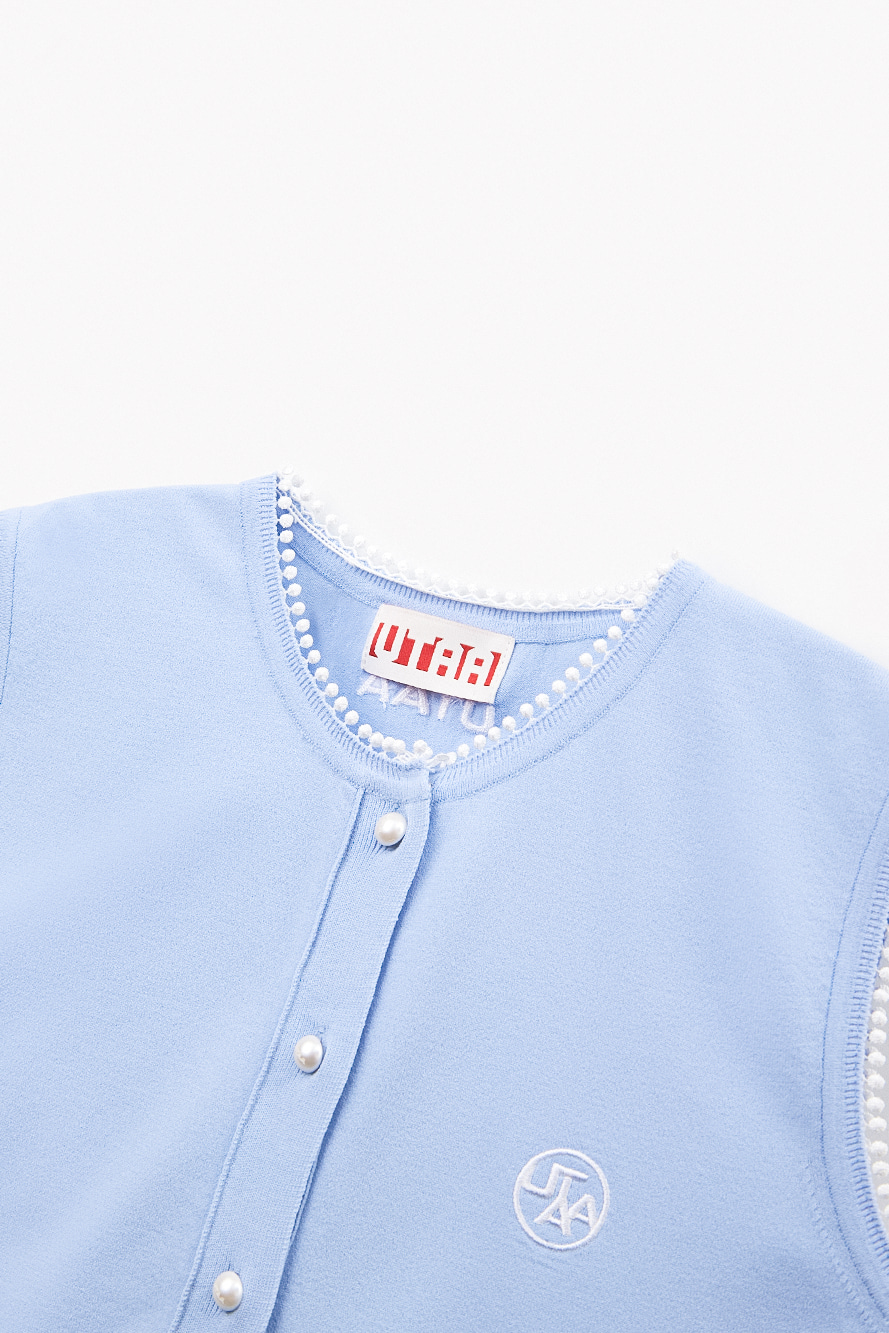Áo knit golf nữ không tay màu xanh dương — ảnh 3
