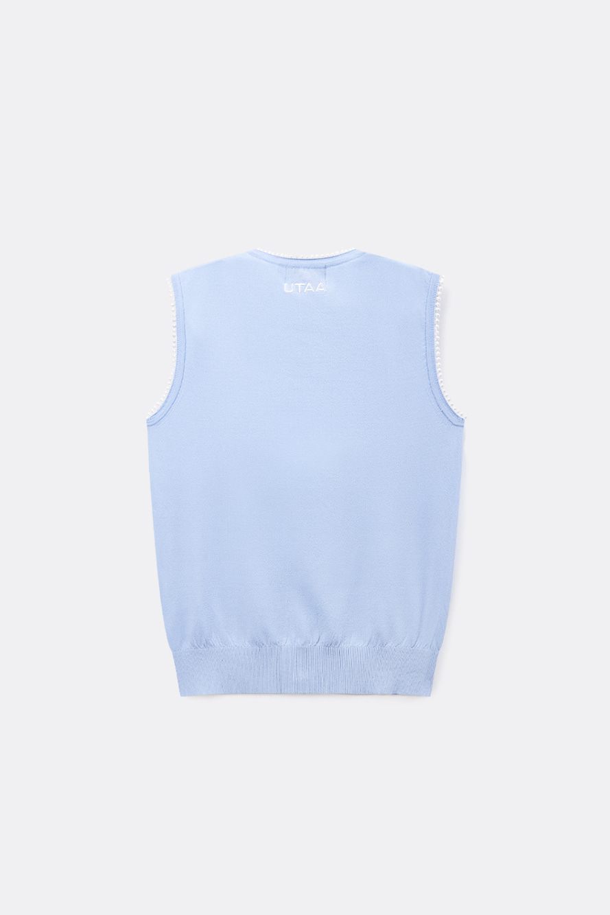 Áo knit golf nữ không tay màu xanh dương — ảnh 2