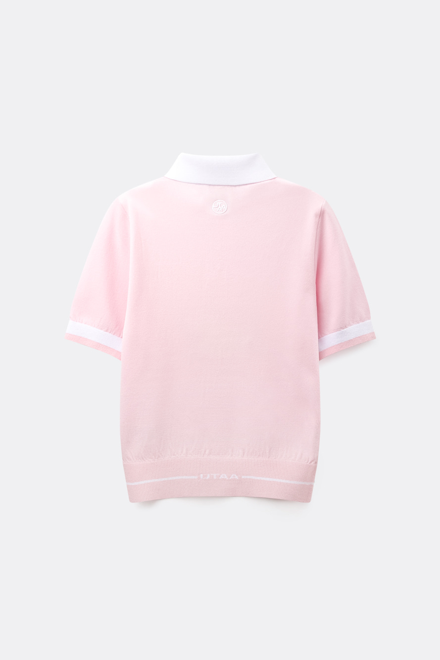 Áo knit golf nữ cổ bẻ màu hồng nhạt — ảnh 2