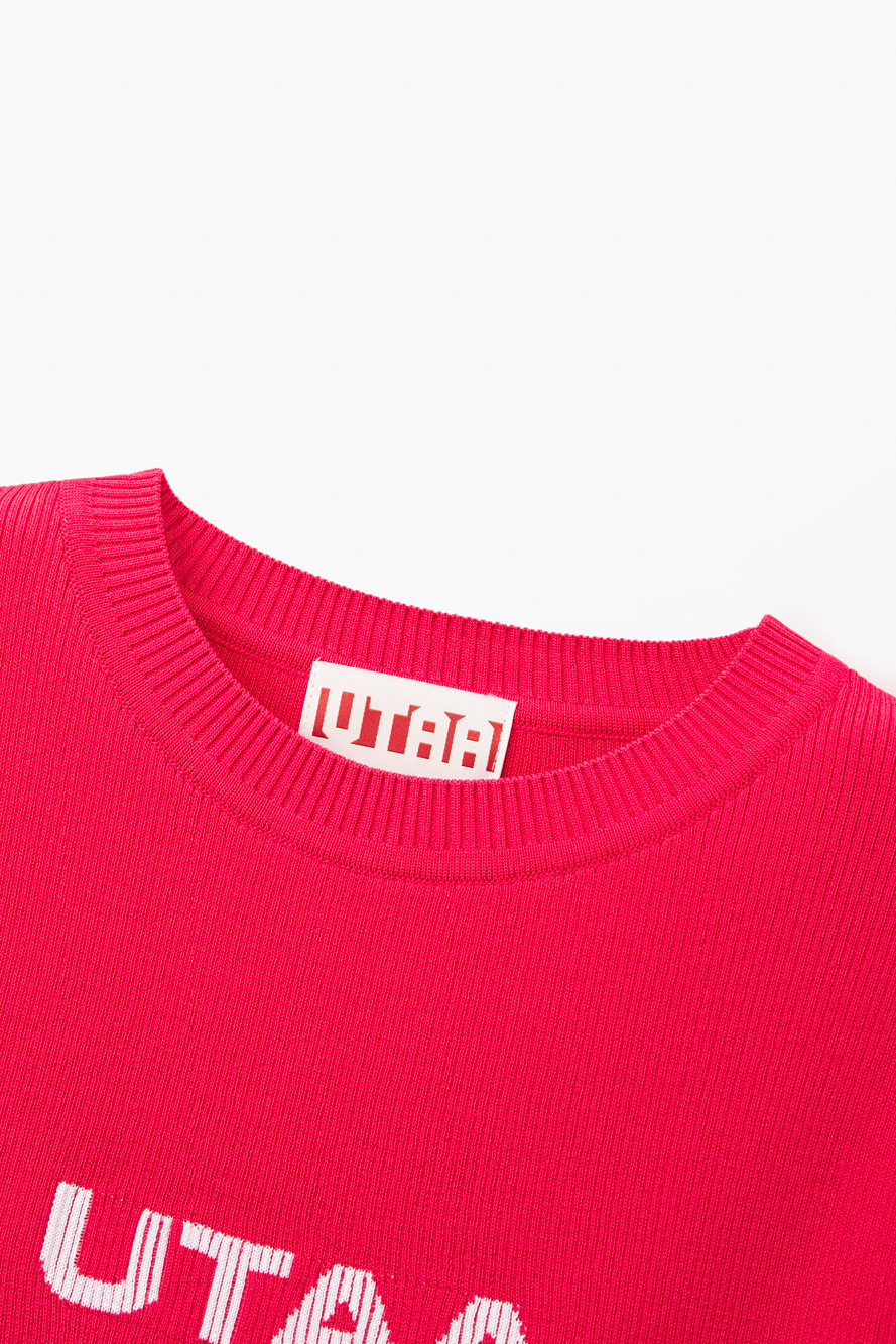 Áo knit golf nữ cổ tròn tay lỡ màu hồng — ảnh 3