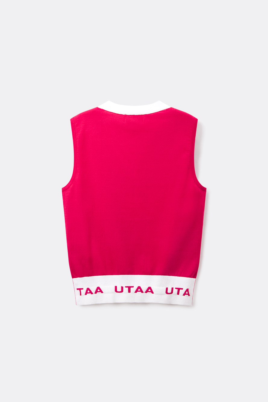 Áo vest golf nữ cổ tim viền trắng màu hồng — ảnh 2