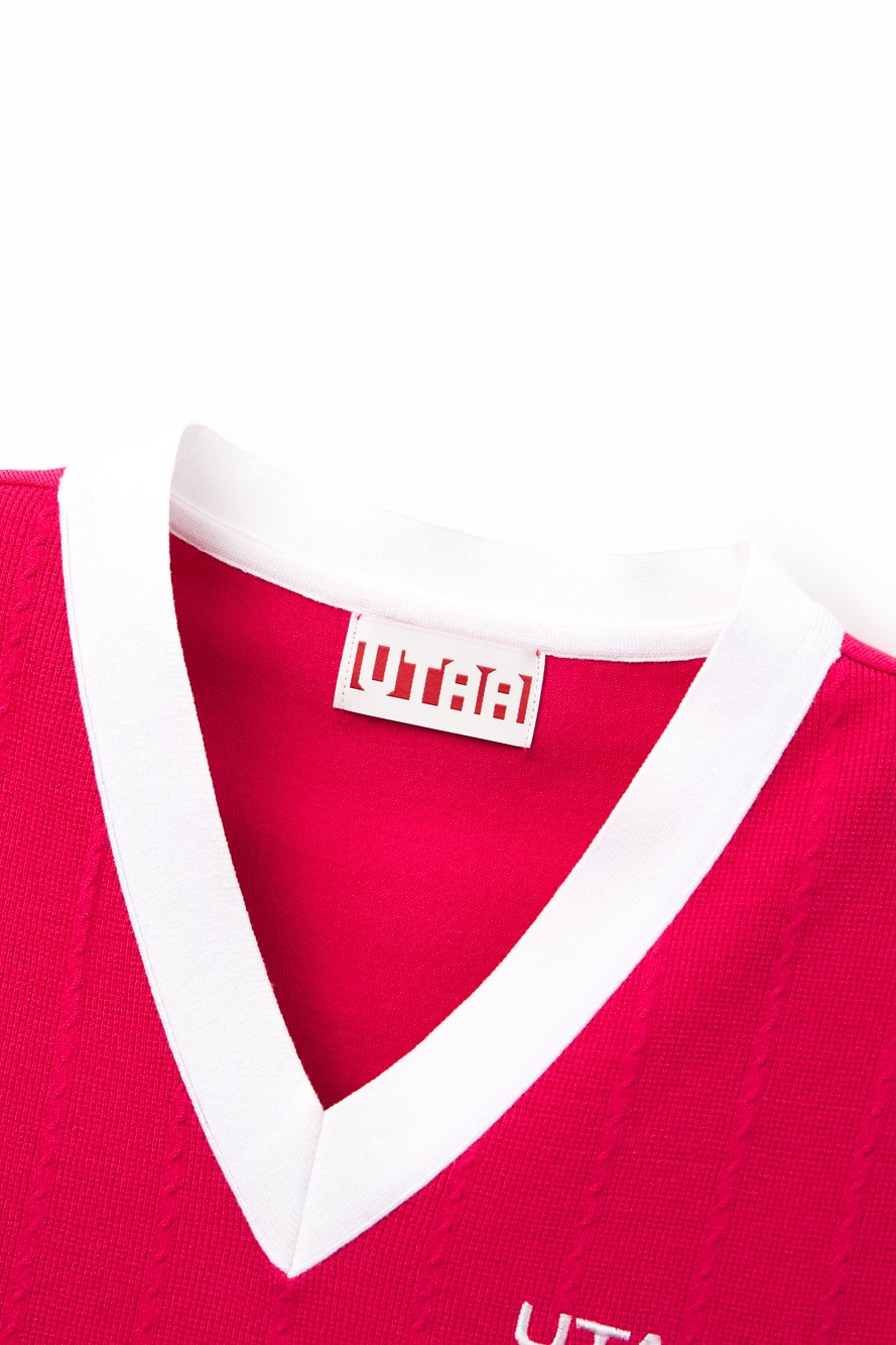 Áo vest golf nữ cổ tim viền trắng màu hồng — ảnh 3