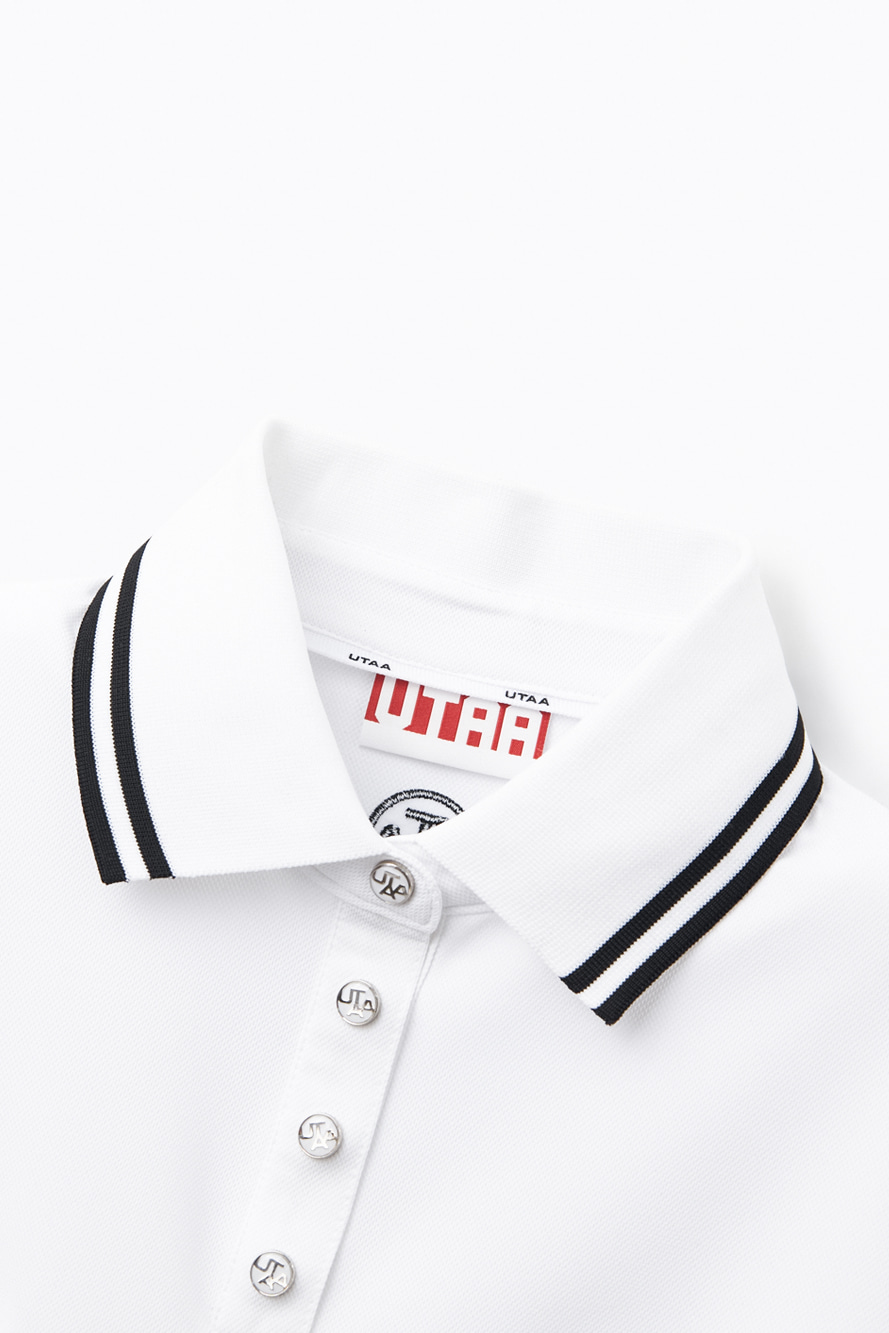 Áo golf nữ cổ bẻ tay nhún màu trắng — ảnh 3