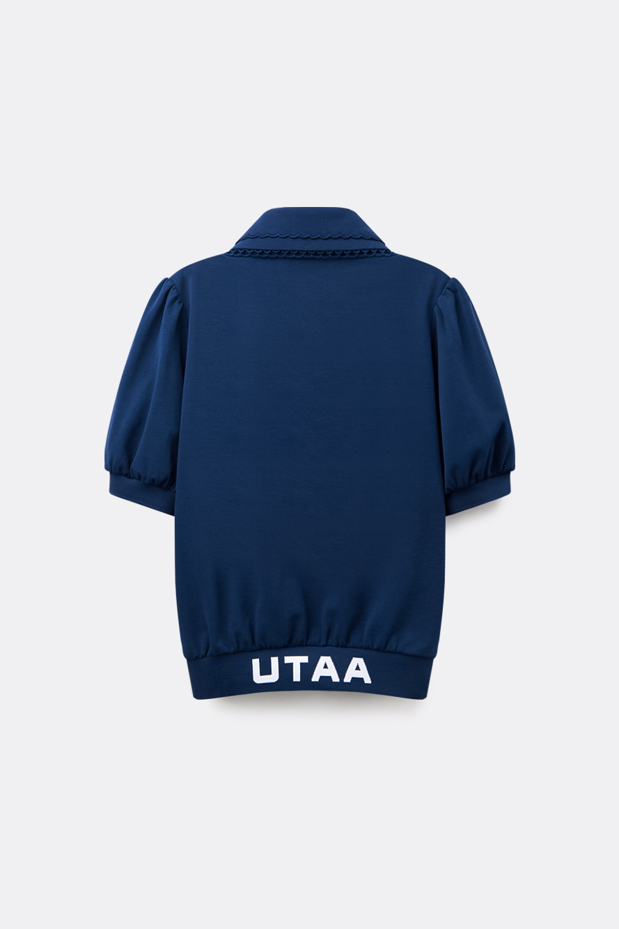 Áo golf nữ tay phồng cổ Peter Pan màu xanh navy — ảnh 2