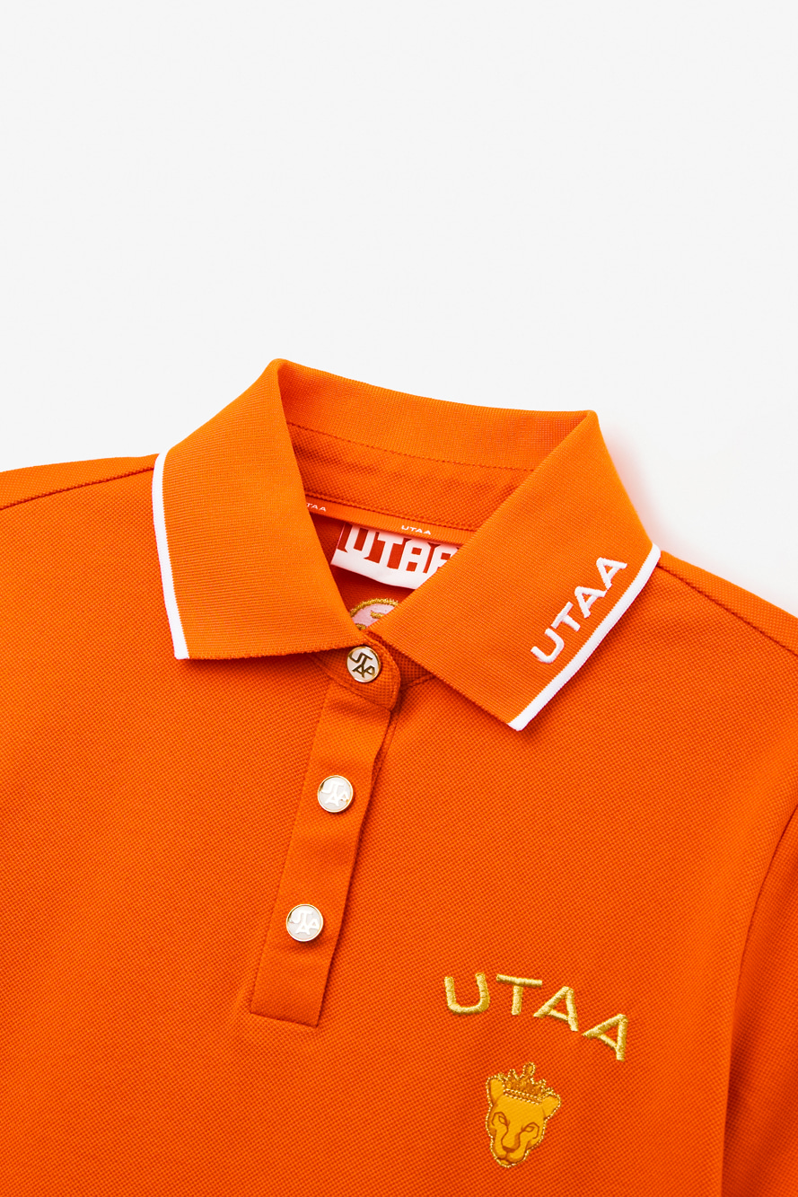 Áo polo golf nữ cổ bẻ tay ngắn màu cam — ảnh 3