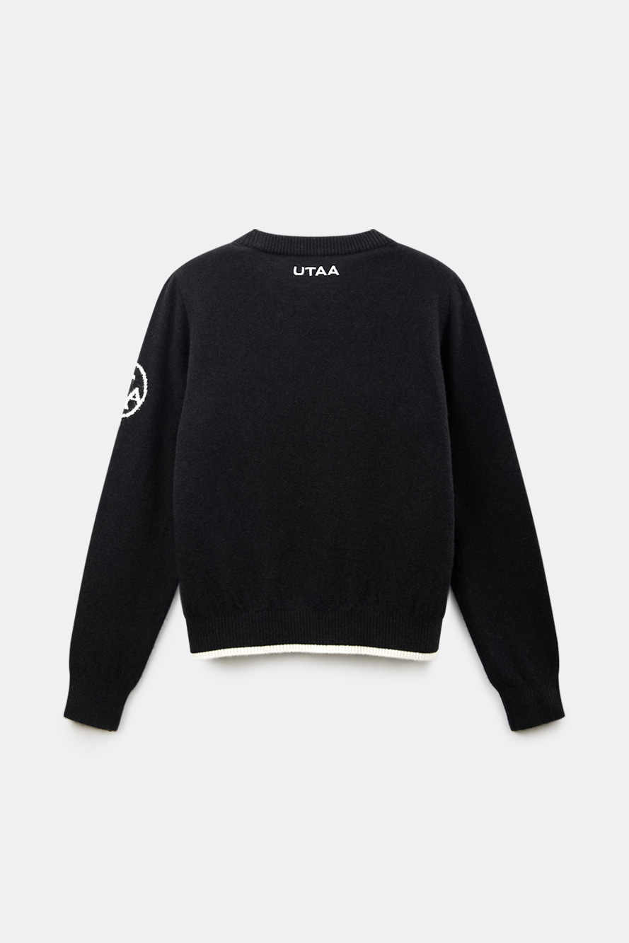 Áo knit golf nữ logo trắng màu đen — ảnh 2