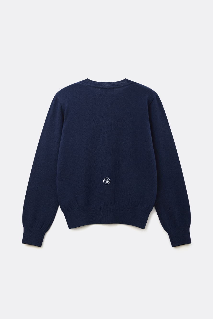 Áo knit golf nữ cổ tròn màu xanh navy — ảnh 2