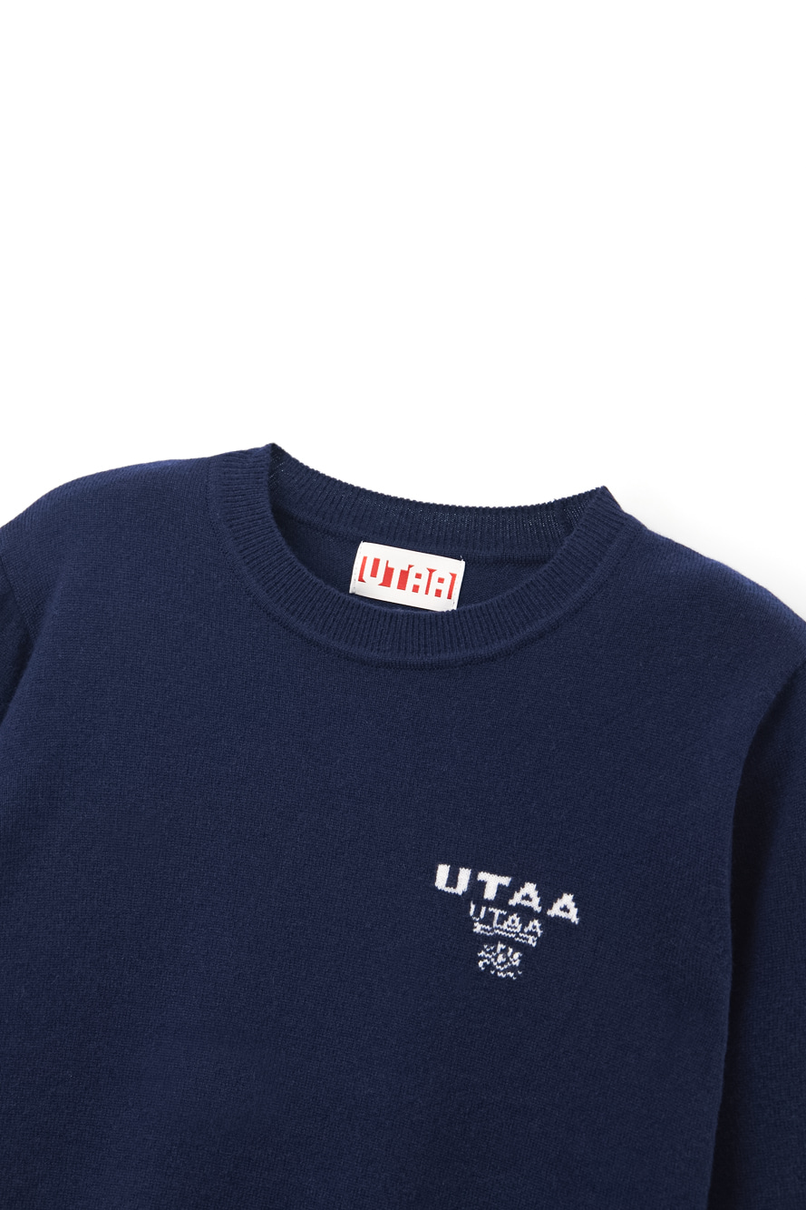 Áo knit golf nữ cổ tròn màu xanh navy — ảnh 3