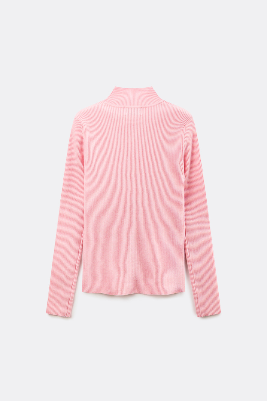 Áo knit golf nữ cổ cao tay dài màu hồng nhạt — ảnh 2