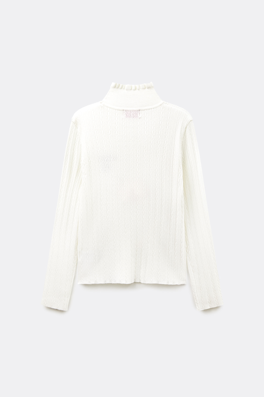 Áo knit golf nữ cổ lọ bèo màu ngà — ảnh 2
