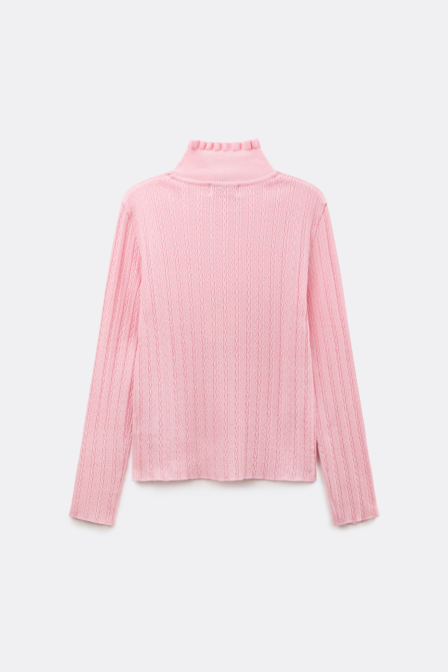 Áo knit golf nữ cổ cao bèo màu hồng nhạt — ảnh 2