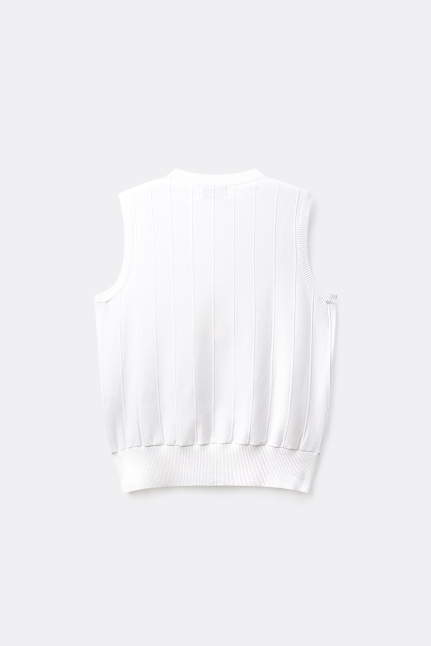 Áo knit golf nữ sát nách màu trắng cổ tròn — ảnh 2