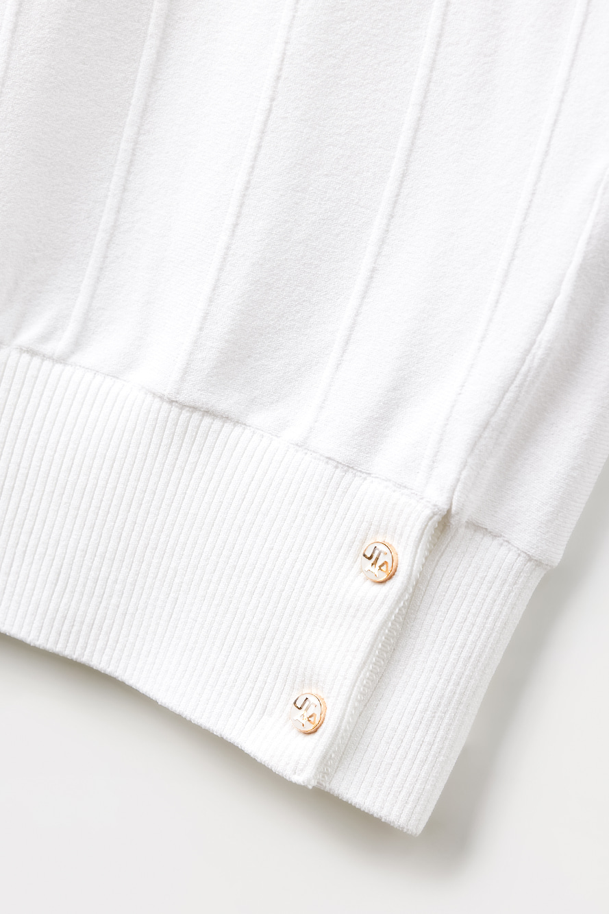 Áo knit golf nữ sát nách màu trắng cổ tròn — ảnh 5