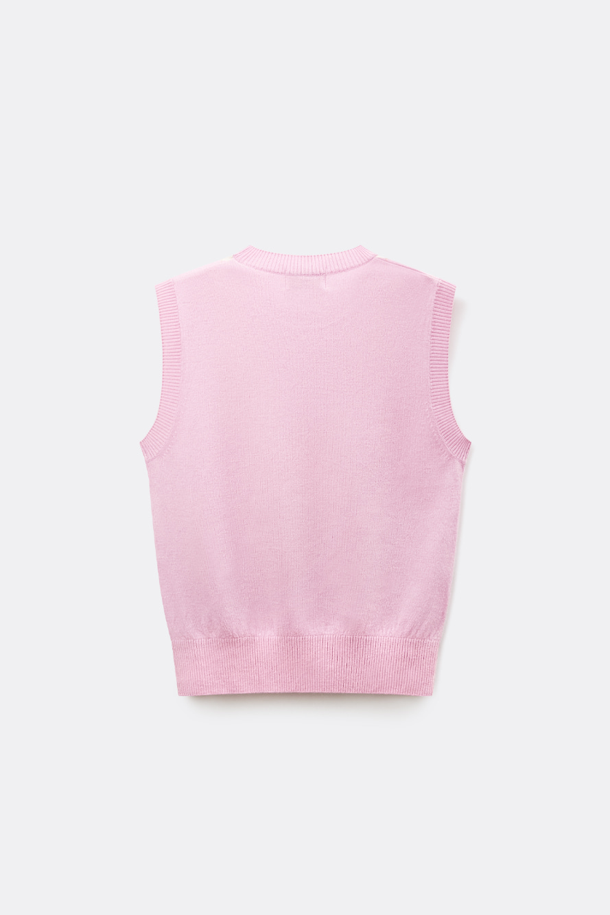 Áo vest golf nữ họa tiết argyle màu hồng nhạt — ảnh 2