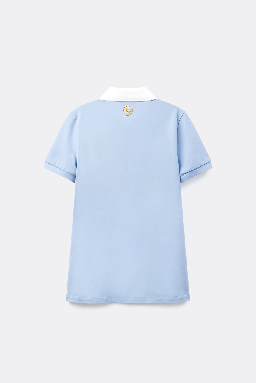 Áo polo golf nữ cổ bẻ viền trắng màu xanh dương — ảnh 2