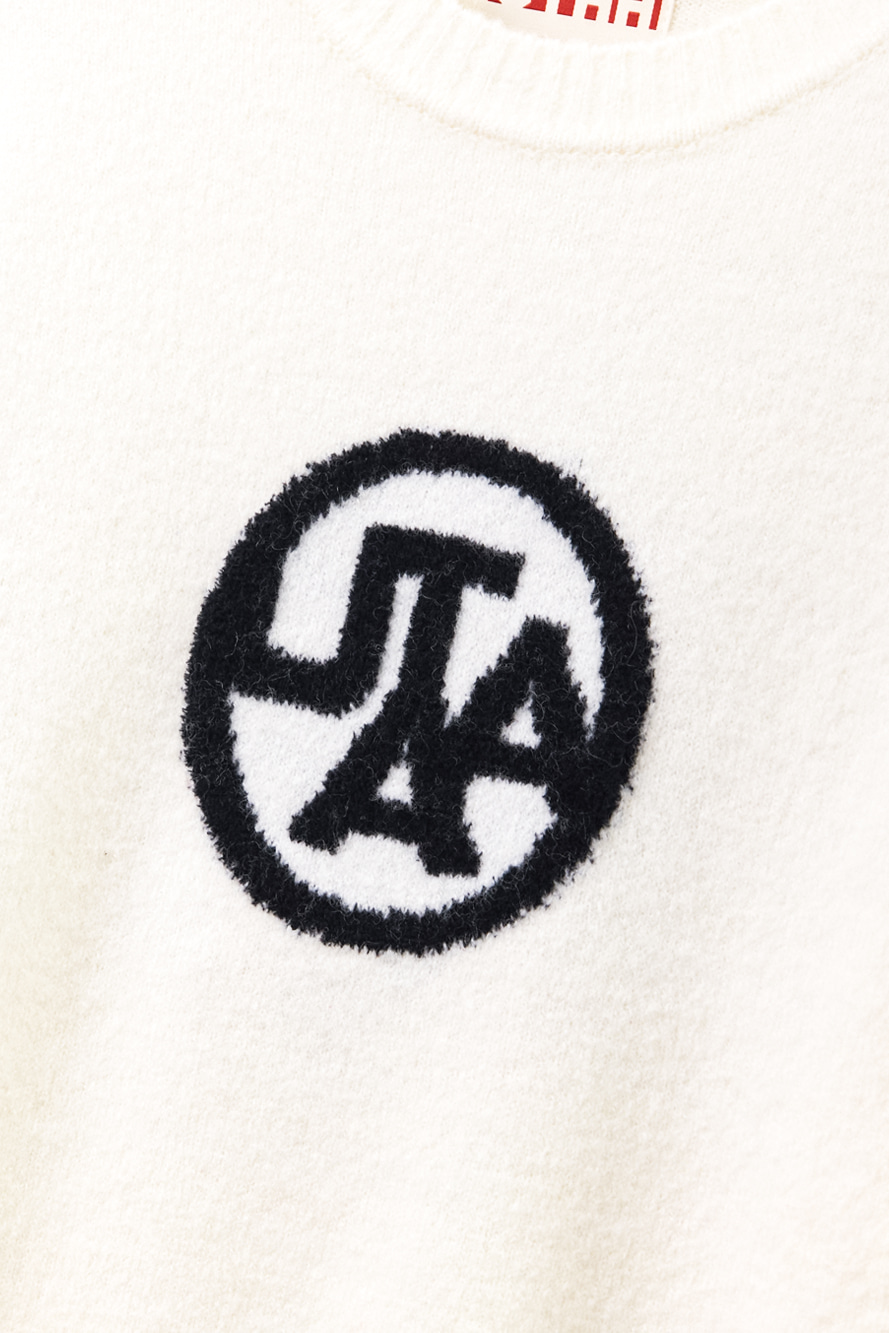 Áo knit golf nữ cổ tròn phối logo vòng ngà — ảnh 4