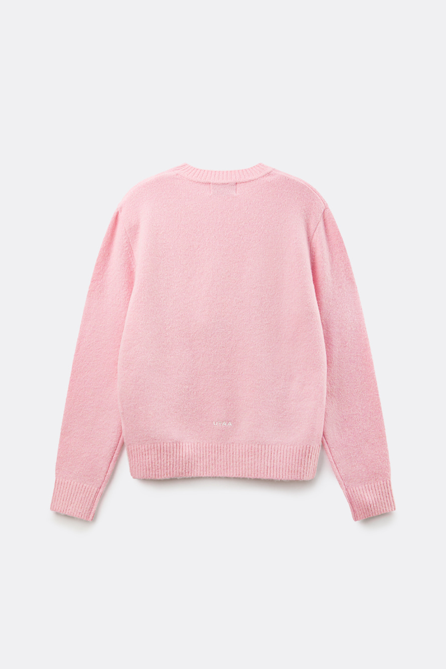 Áo knit golf nữ cổ tròn màu hồng nhạt — ảnh 2