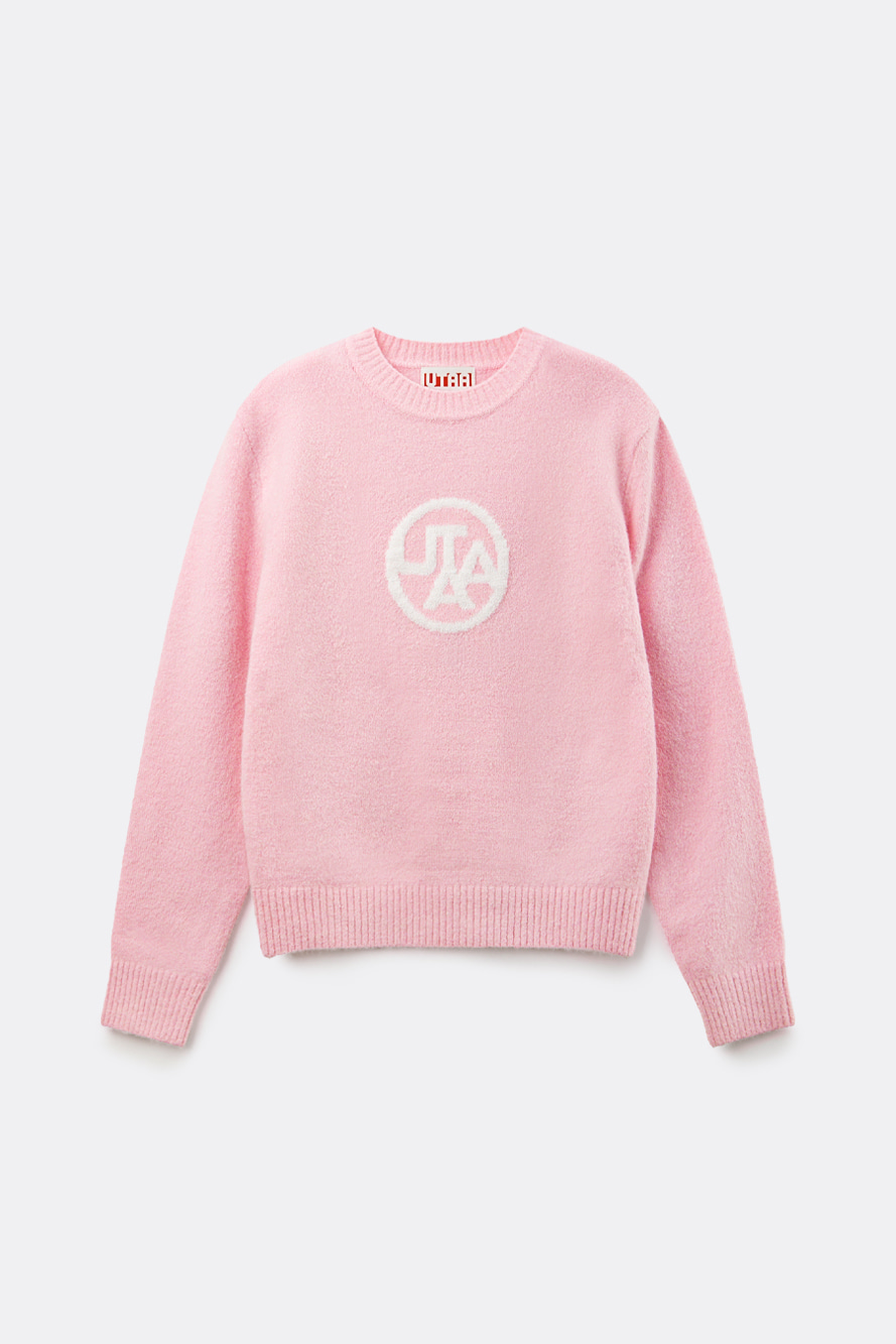 Áo knit golf nữ cổ tròn màu hồng nhạt logo UTAA