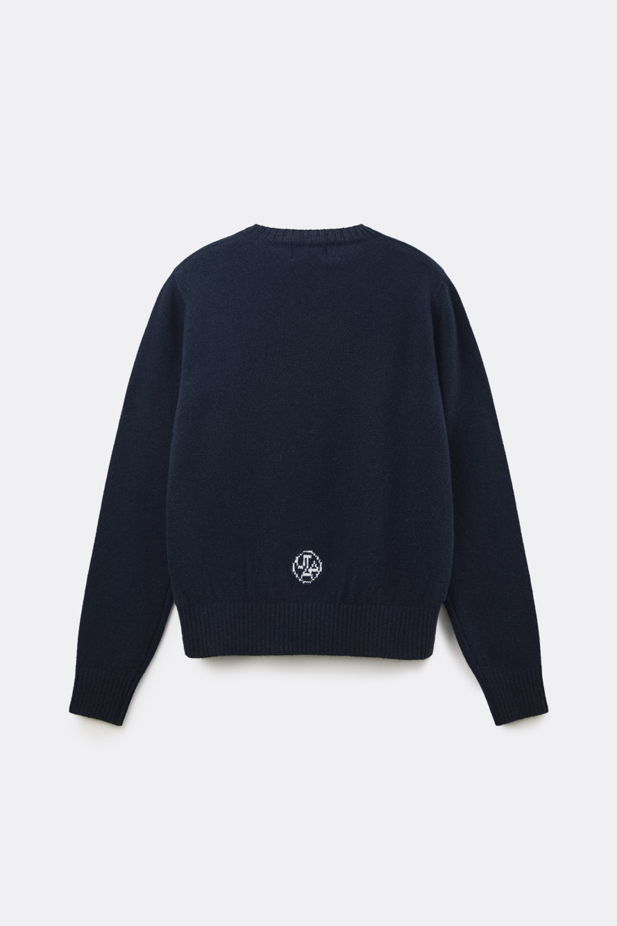 Áo knit golf nữ cổ tròn màu xanh navy — ảnh 2