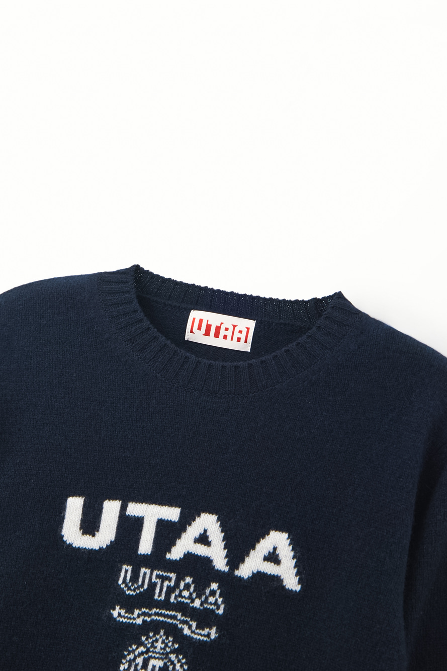 Áo knit golf nữ cổ tròn màu xanh navy — ảnh 3