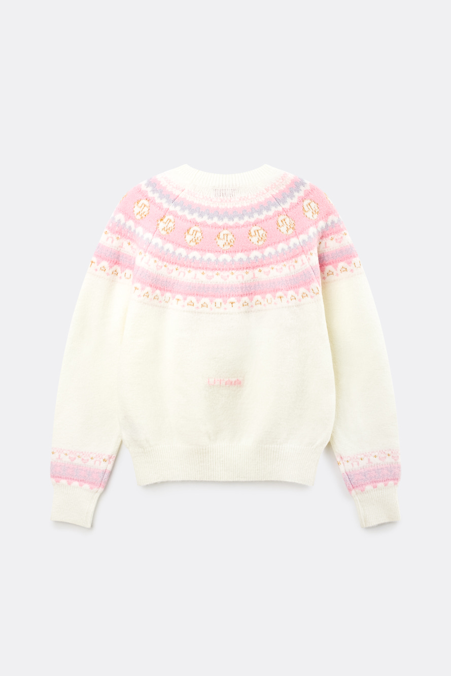 Áo knit golf nữ họa tiết Fair Isle màu ngà — ảnh 2