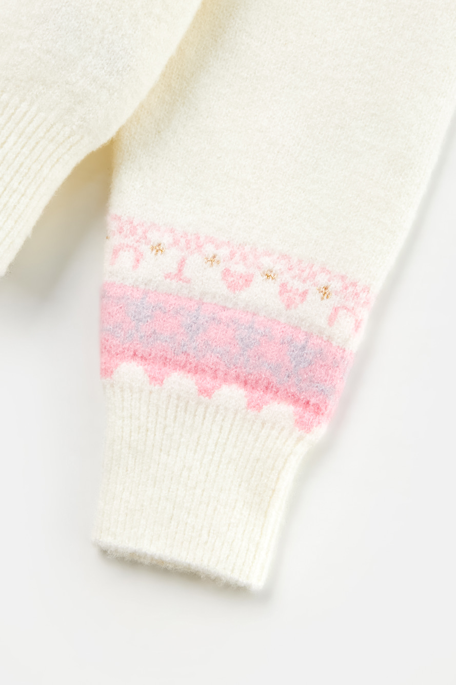 Áo knit golf nữ họa tiết Fair Isle màu ngà — ảnh 5