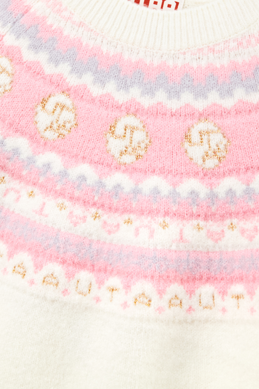 Áo knit golf nữ họa tiết Fair Isle màu ngà — ảnh 4
