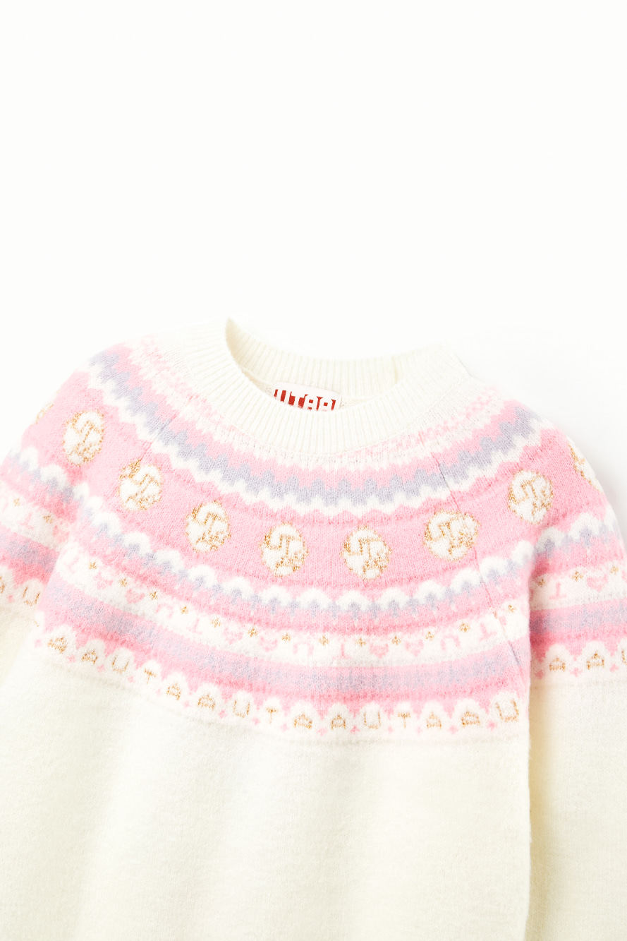 Áo knit golf nữ họa tiết Fair Isle màu ngà — ảnh 3