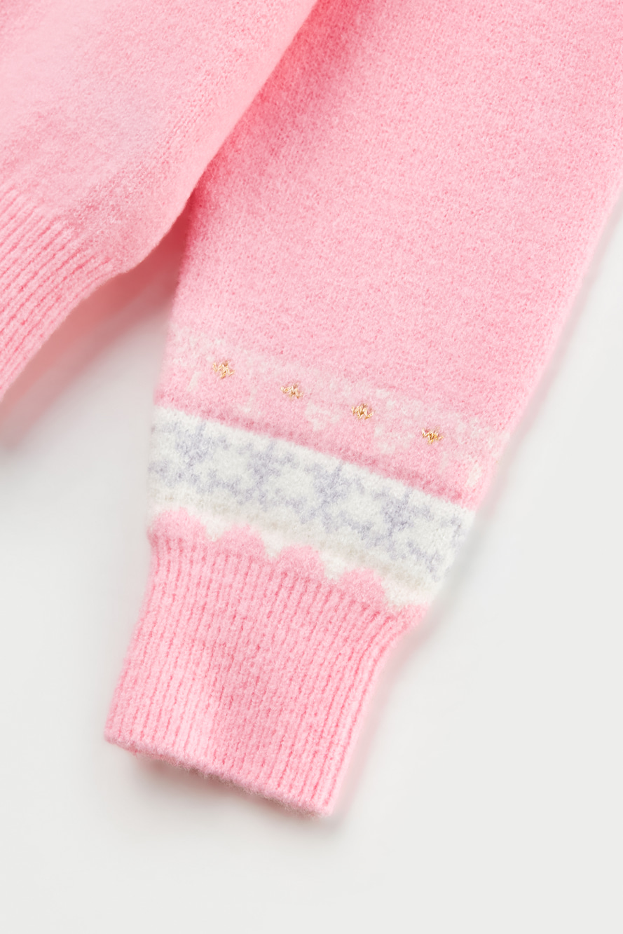 Áo knit golf nữ họa tiết Fair Isle màu hồng nhạt — ảnh 5